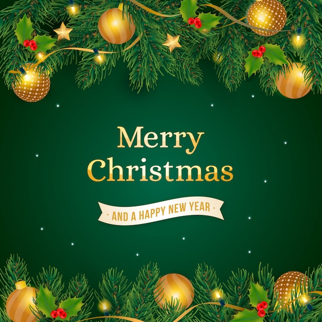 Weihnachtshintergrund mit realistischer goldener dekoration
