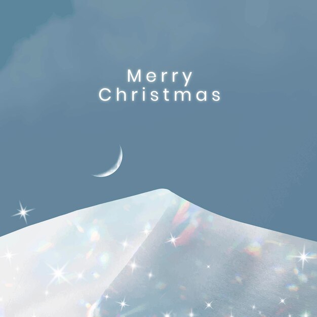 Weihnachtsinstagram-Postschablone, ästhetischer schneebedeckter Gebirgsdesignvektor