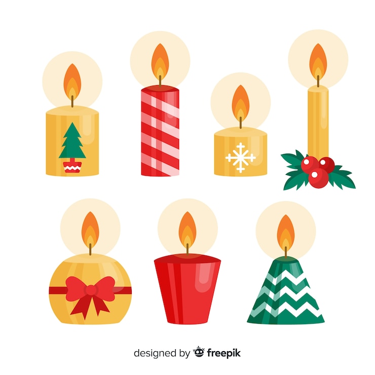 Kostenlose Vektor weihnachtskerzen-sammlung