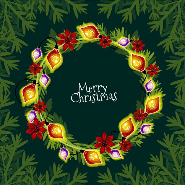 Weihnachtskranzkonzept im flachen Design