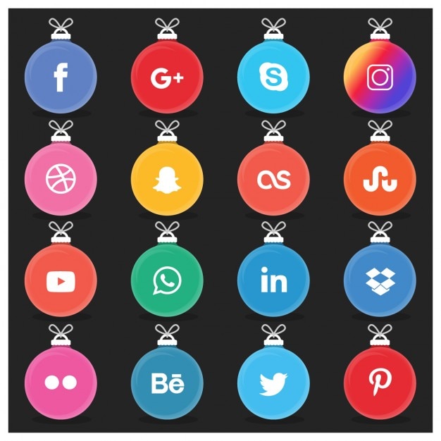 Kostenloser Vektor weihnachtskugel sozialen icon pack