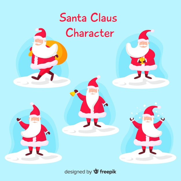 Weihnachtsmann-charaktersammlung im flachen design