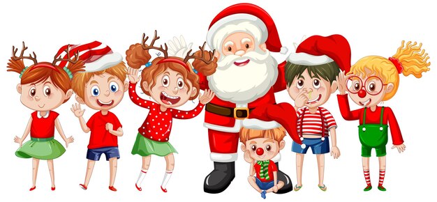 Weihnachtsmann mit Kindern auf weißem Hintergrund