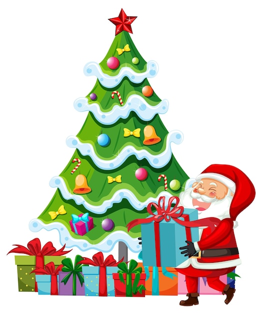 Weihnachtsmann Und Weihnachtsbaum ClipArt