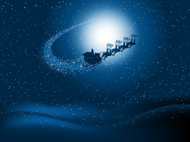Kostenlose Vektor weihnachtsmann schlitten auf sternenhimmel hintergrund