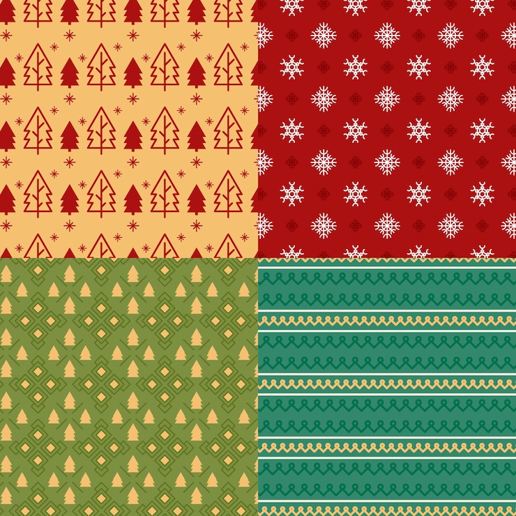 Kostenlose Vektor weihnachtsmustersammlung im flachen design
