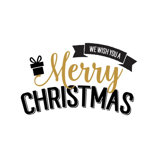 Weihnachtswunsch Schriftzug mit Geschenk
