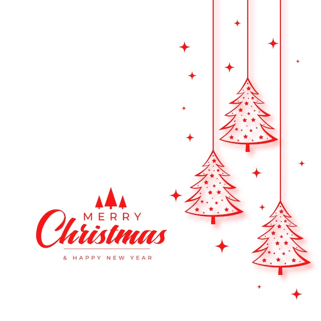 Weihnachtswunschkarte mit baum im linienstil