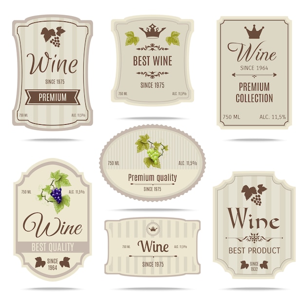 Wein-etiketten-set Kostenlosen Vektoren
