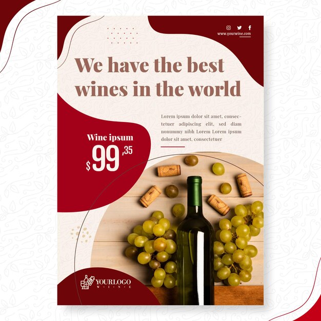 Wein vertikale Flyer Vorlage