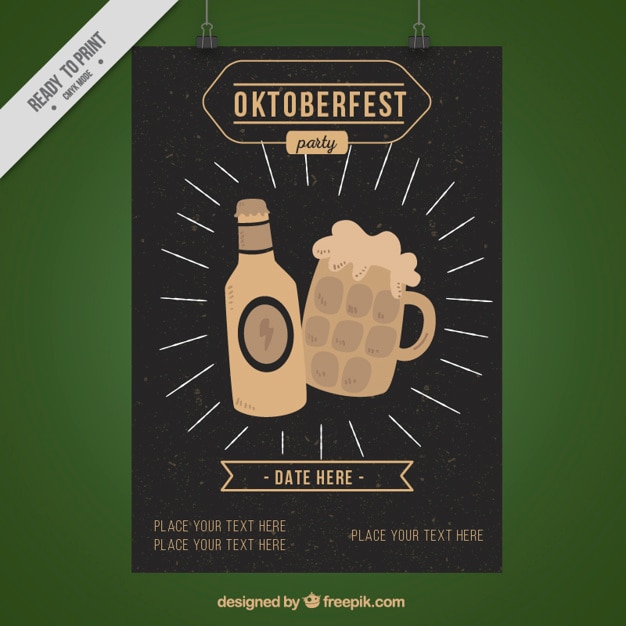 Kostenlose Vektor weinlese-bier-broschüre für die wiesn fest