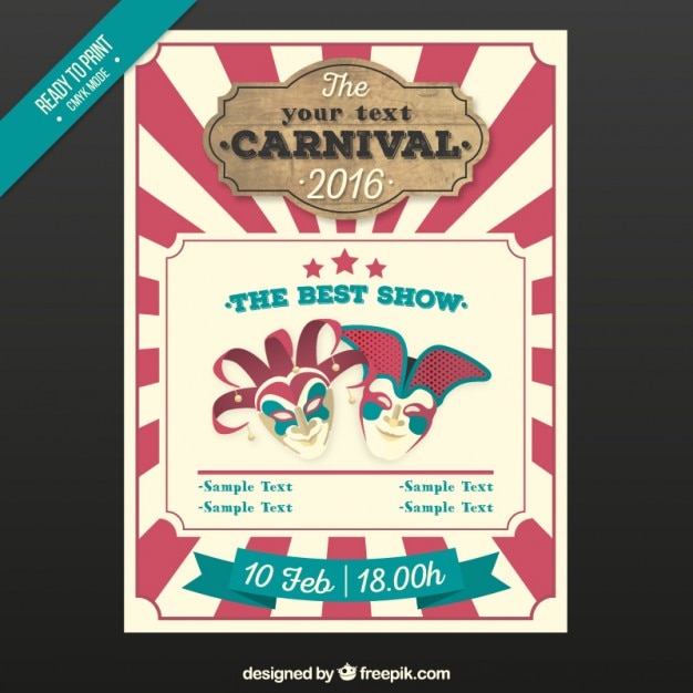 Kostenloser Vektor weinlese-karnevals-plakat