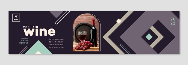 Weinparty-twitch-banner im flachen design