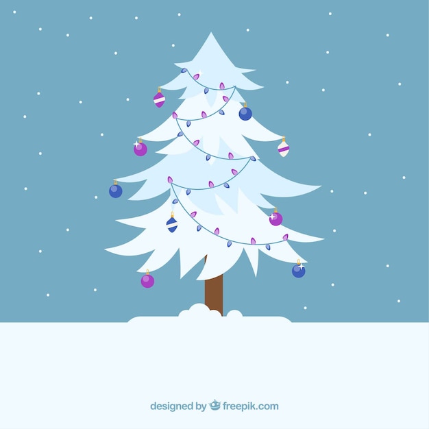 Kostenloser Vektor weiß geschmückter weihnachtsbaum