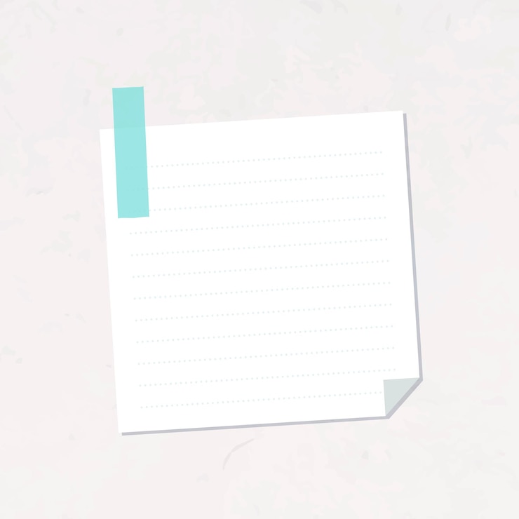Kostenlose Vektor weiß liniertes notizpapier mit einem blauen washi-klebeband-aufklebervektor