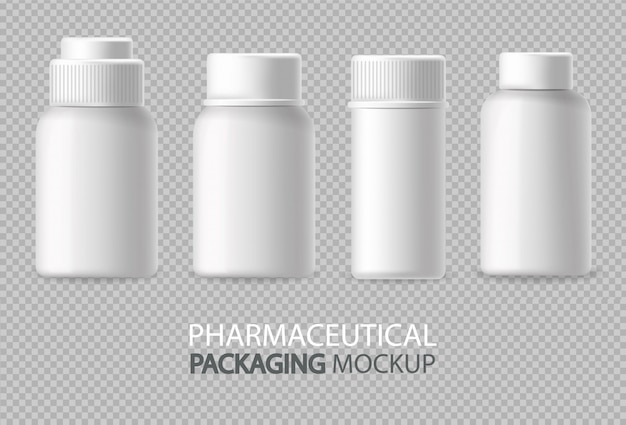 Weiße Flaschen realistisch isoliert. Leeren Container bewerben. Detaillierte Abbildungen für Kosmetik, Medizin oder Zahnpasta 3d