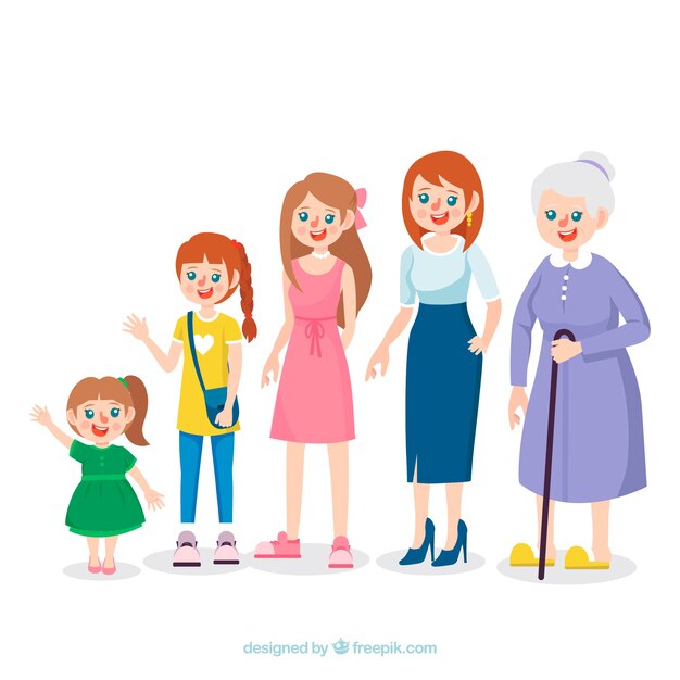 Weiße Frauensammlung in verschiedenen Altern