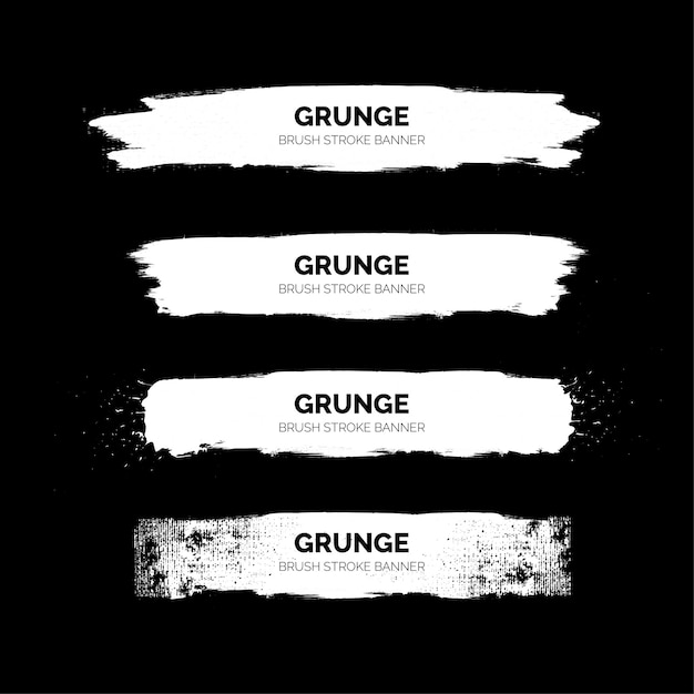 Weiße grunge pinselstrich-fahnen