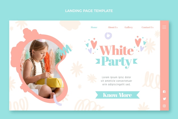 Weiße party-landingpage im flachen design