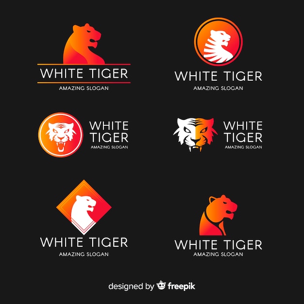 Kostenloser Vektor weiße tiger-logo-kollektion