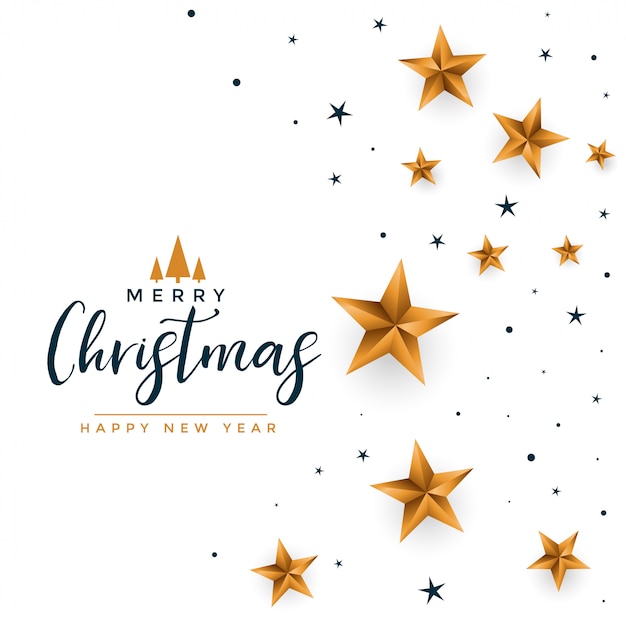 Weißer Gruß der frohen Weihnachten mit goldenen Sternen
