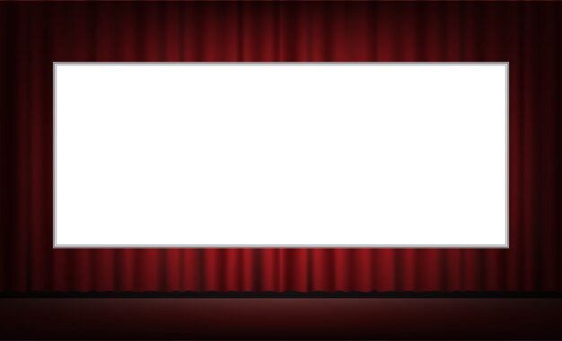 Weisser Kinoleinwand Mit Rotem Vorhang Hintergrund Premium Vektor