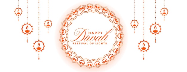 Weißes diwali-banner mit festdekoration