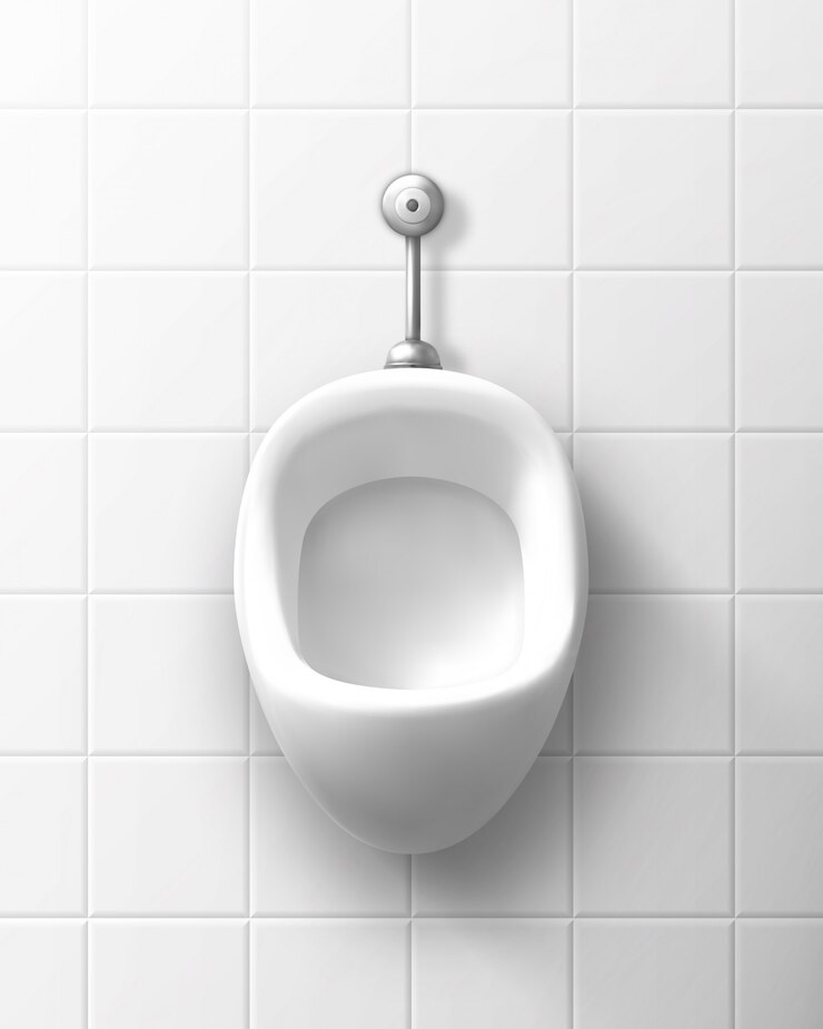 Kostenlose Vektor weißes keramikurinal an der wand in der männlichen toilette