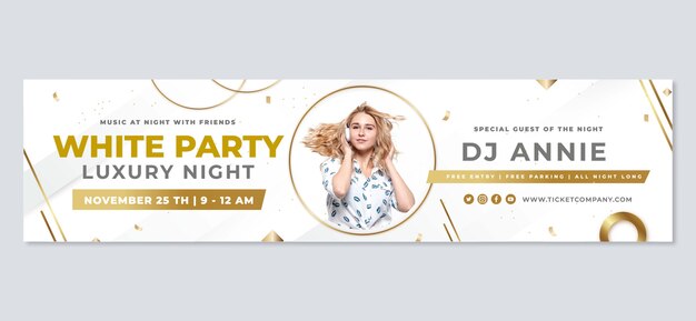 Weißes Luxus-Party-Twitch-Banner mit Farbverlauf