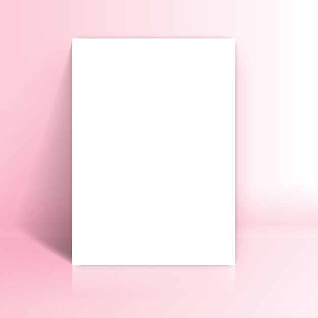 Weißes Papier lehnt sich an rosa Studioraum an