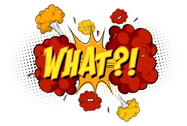 WELCHER Text auf Comic-Cloud-Explosion isoliert auf weiß