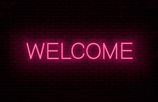 Welcome Ready Inschrift Vorlage Fur Neon Schild Gluhender Text An Der Wand Premium Vektor
