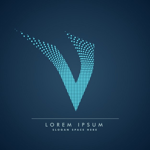 Wellenförmige buchstaben v-logo im abstrakten stil
