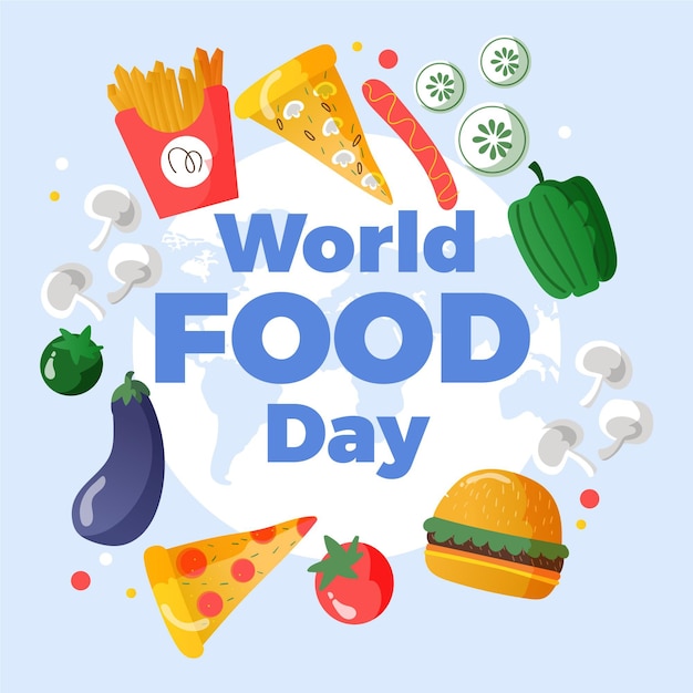 Welternährungstag Nachricht mit Illustrationen