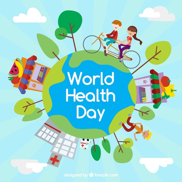 Weltgesundheitstag hintergrund mit menschen ausüben