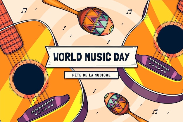Weltmusiktag handgezeichneter hintergrund