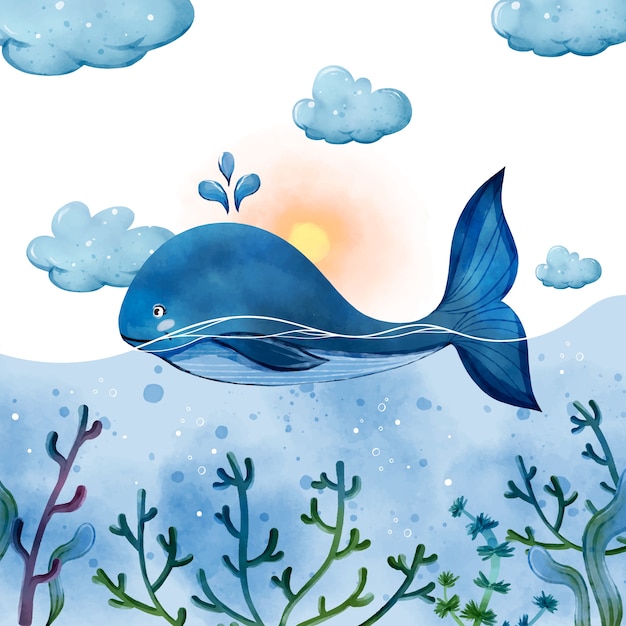 Weltozean-Tag-Aquarellillustration