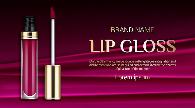 Kostenlose Vektor werbebanner für lipgloss-produkte