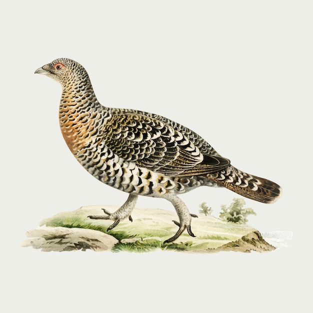 Westlicher Auerhuhnvogel im Hand gezeichneten Stil