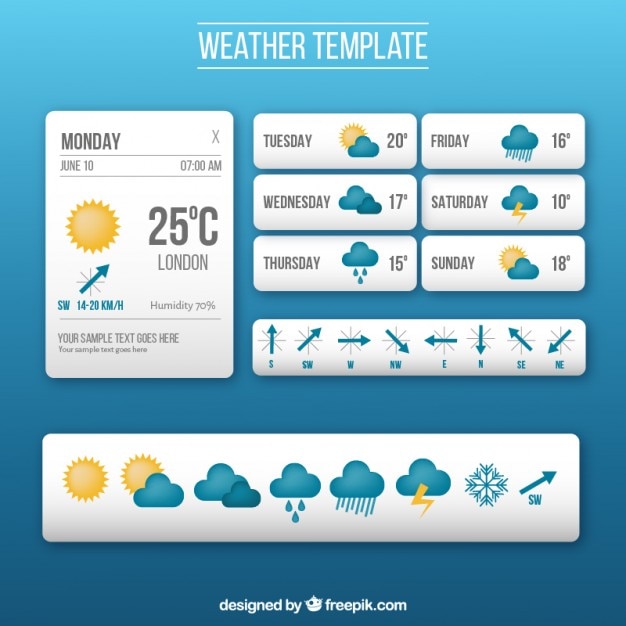 Wetter-app-vorlage mit symbolen
