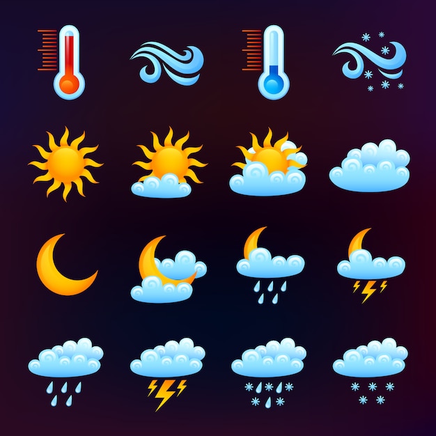 Kostenloser Vektor wetter-icon set schwarz