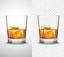 Kostenloser Vektor whisky shots glaswaren realistische transparente banner