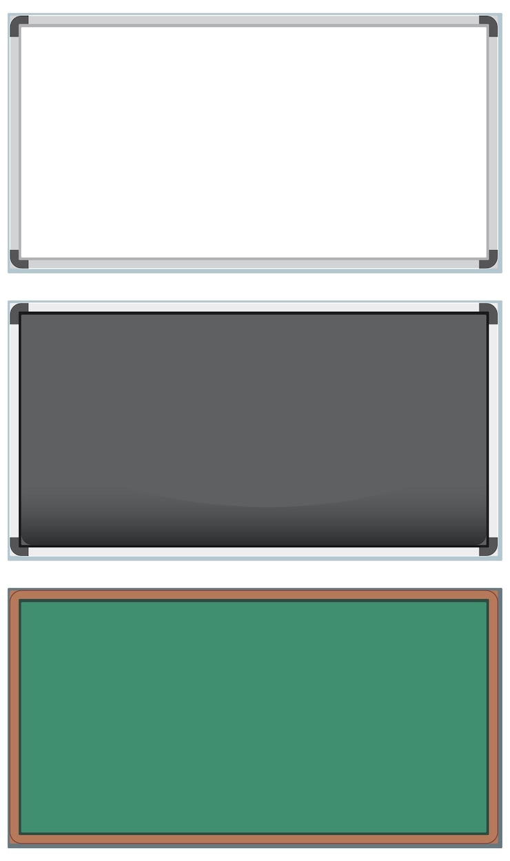 Kostenlose Vektor whiteboard und kreidetafeln-set