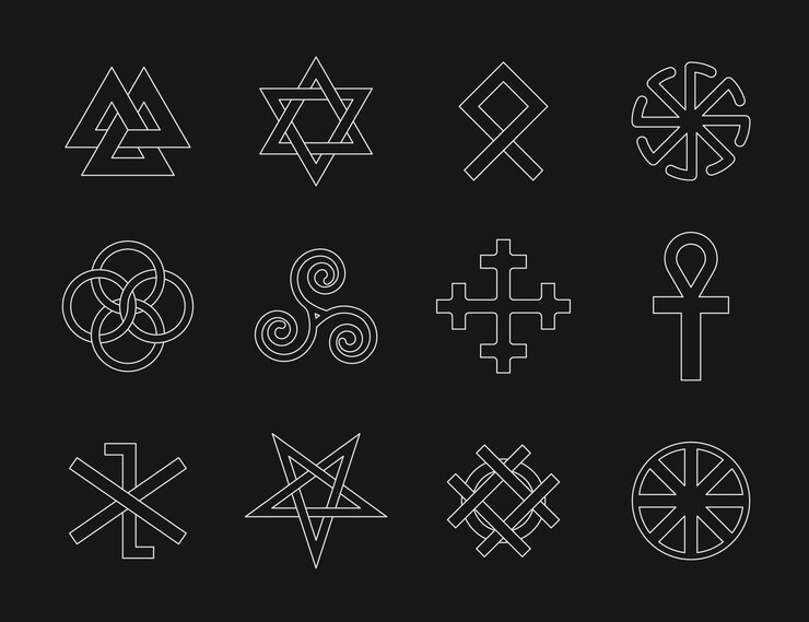 Kostenlose Vektor wiccan-symbolsatz