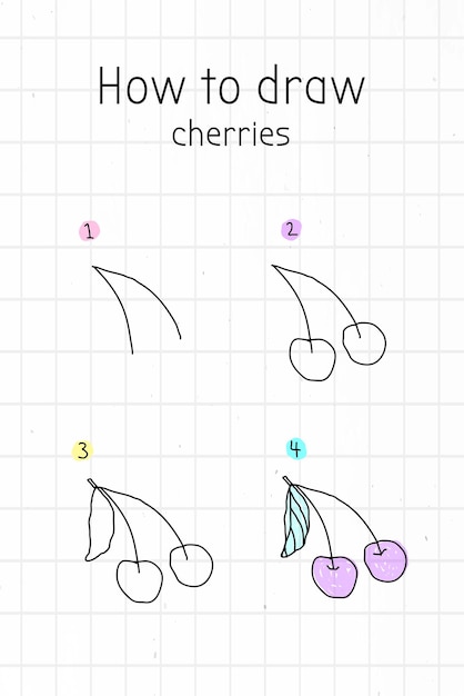 Wie man Kirschen-Doodle-Tutorial-Vektor zeichnet