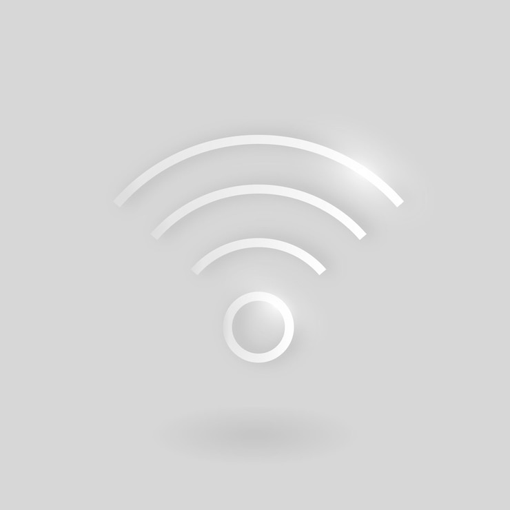 Kostenlose Vektor wifi-internet-vektor-technologie-symbol in silber auf grauem hintergrund
