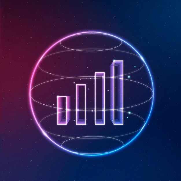 Wifi-signal-kommunikationstechnologie-vektor-neon-symbol mit balkendiagramm