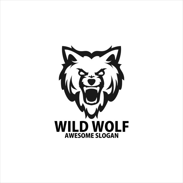Wild Wolf Logo Design Strichzeichnungen