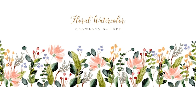 Kostenloser Vektor wildblumen aquarell nahtlose grenze