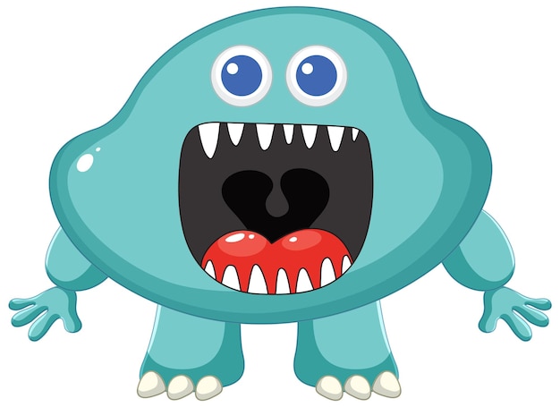 Kostenloser Vektor wilder blauer monster-cartoon-charakter mit offenem mund
